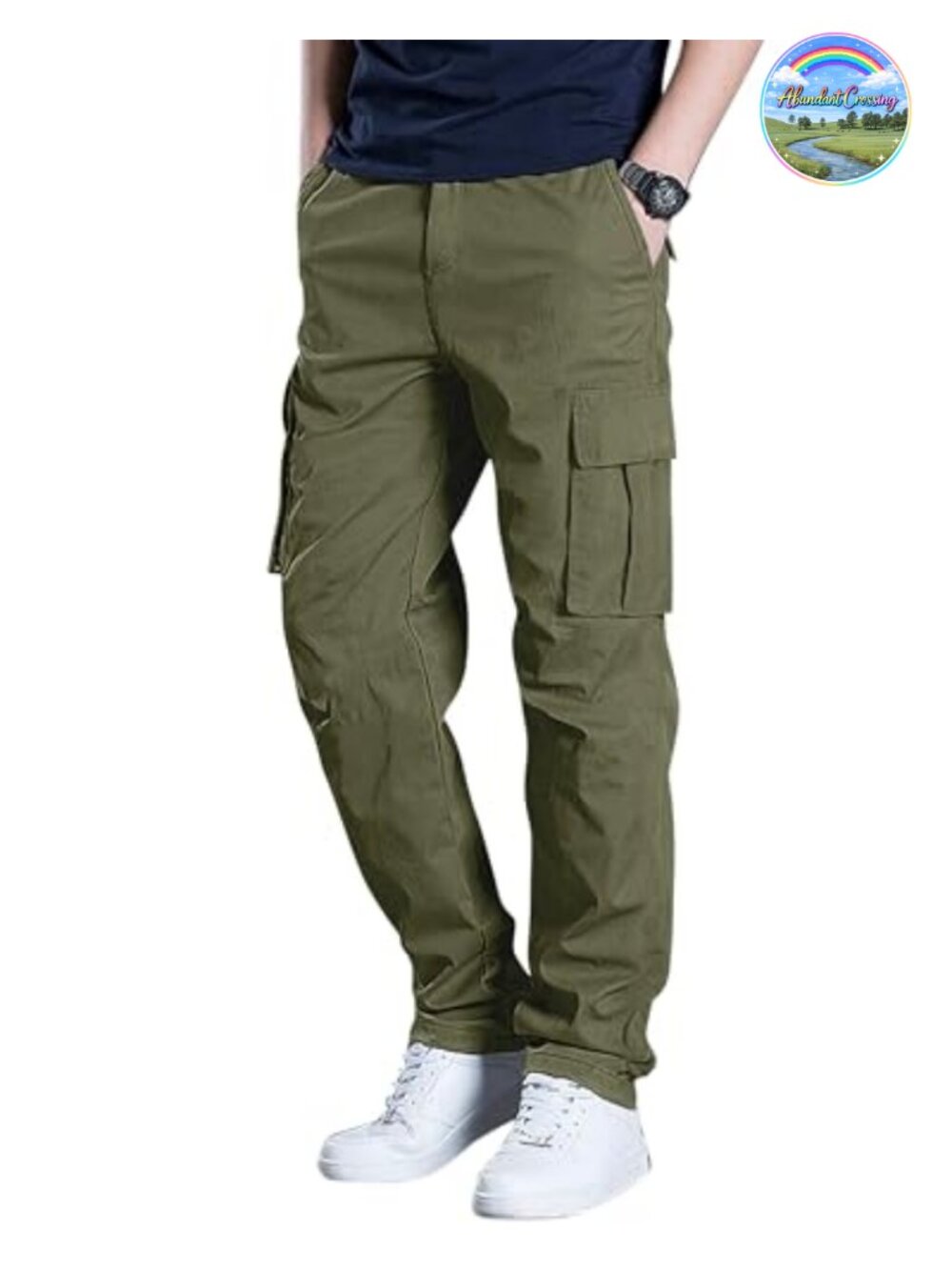 Men's Cargo Sweatpants Stretch Polyester Drawstring Casual Pants